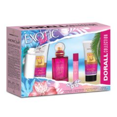   Set cadou parfum dama Dorall Exotic Vanilla, femei, apa de toaleta 100 ml, roll on 10 ml, gel de dus 50 ml, lotiune maini si corp 50 ml