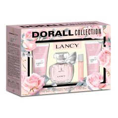   Set cadou parfum dama Dorall Lancy, femei, apa de toaleta 100 ml, roll on 10 ml, gel de dus 50 ml, lotiune maini si corp 50 ml