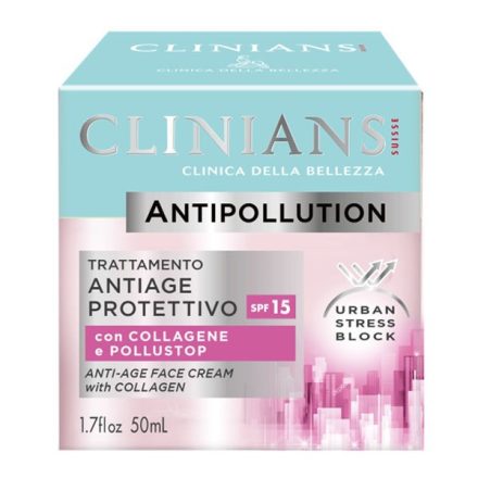 Crema antirid pentru fata Clinians Antipollution cu colagen 50ml